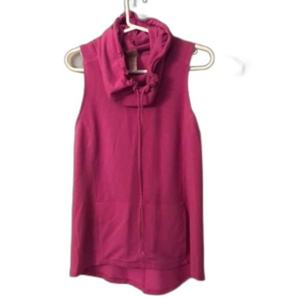 CALIA SIZE MEDIUM SLEEVELESS HOODIE FUNNEL COWL NECK KANGAROO POCKET TOP - Picture 2 of 9